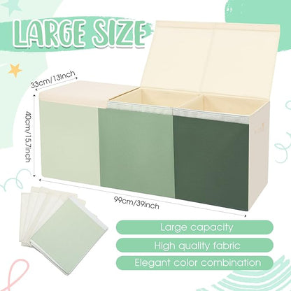 Patelai Extra Large Toy Box Chest with Lids 4/3 Grids Large Chest Collapsible Kids Toy Storage Baskets Gifts for Boys Girls Living Room Nursery Playroom(39 x 13 x 15.7'',Sage Green)