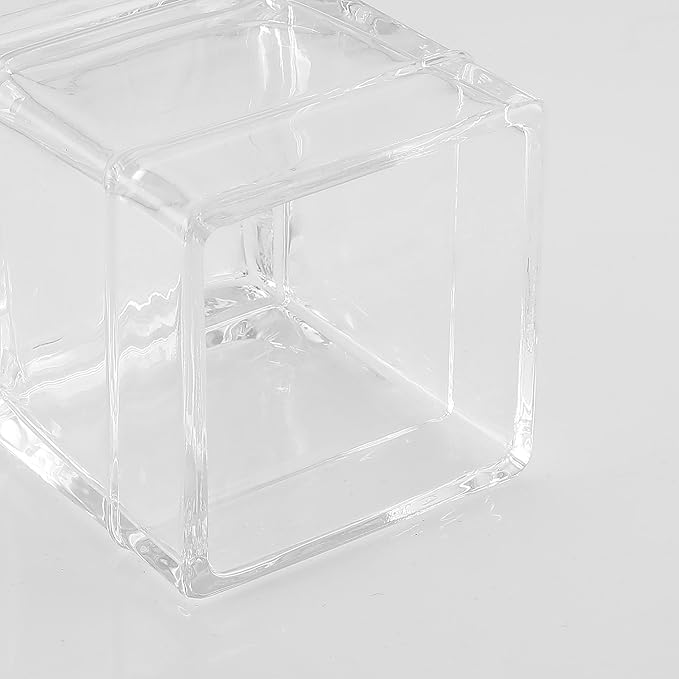 Indecor Home Glass Cotton Jar Holder 2 Pack– Silver/Chrome Lid, Elegant Bathroom Storage Canister for Qtips, Cotton Balls, Floss, Makeup Organizer, Vanity & Bathroom Organization