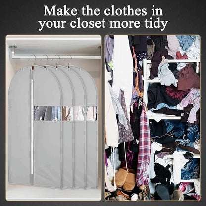 47-Inch Garment Bags Covers,Hanging Clothes Bag, Suit Cover Bags with Clear Window for Hanging Closet Clothes Storage and Travel (Gray-47Inch)