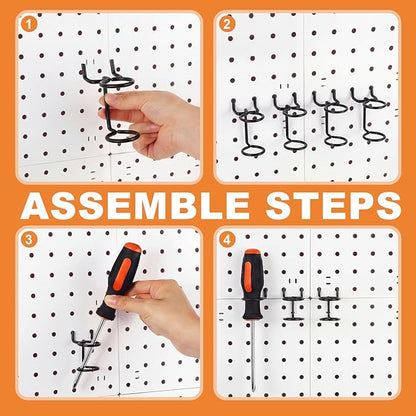 Ripeng 12 Pcs Screwdriver Organizer Tool Holders Multi-tool Holder Double-ring Tool Holders Pegboard Accessories Household Tools Organizer Racks Storage System Hand Tools for Kitchen, Garage (Black)