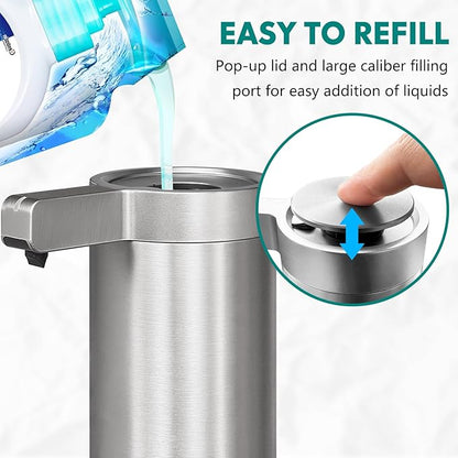 Mamiddle 9 oz. Automatic Soap Dispenser Stainless Steel with Sensor Infrared Soap Dispenser Electric IPX5 Waterproof USB-C Charging Motion Sensor for Kitchen & Bathroom (Brushed Silver)
