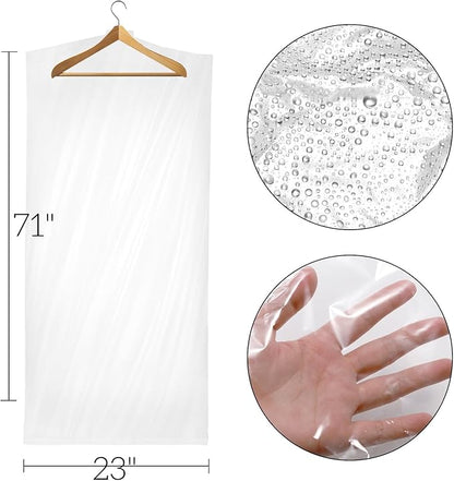 AVLA 50 Pack 71 Inch Clear Garment Bag, Extra Long Plastic Dry Cleaning Bag, Dry Cleaner Hanging Clothes Cover, Dust-proof Transparent Dress Protector Bag for Coat Suit Closet Storage Home Laundry