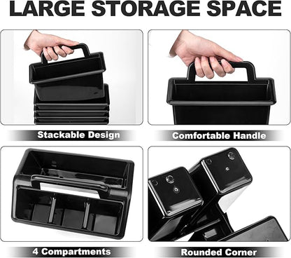 6 Pack Plastic Classroom Caddy For School,Kidsroom,Pencil Holder,Portable Art Craft Caddy Organizer With Handle,Cleaning Caddy Organization For Shower Room（Black