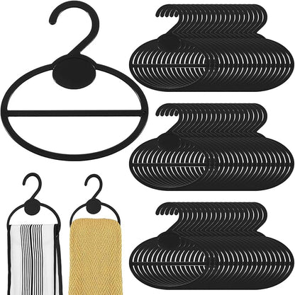100 Pcs Black Plastic Scarf Hanger Organizer Space Saving Closet Accessory Holder for Scarves, Belts, Ties, Headscarves, and More