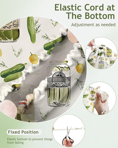Plastic Bag Holder Organizer - 1 Pack Reusable Canvas Grocery Bags Holder Hanging Wall Cute Aesthetic Shopping Bag Storage Dispenser with Drawstring Closure for Kitchen Home, Canned