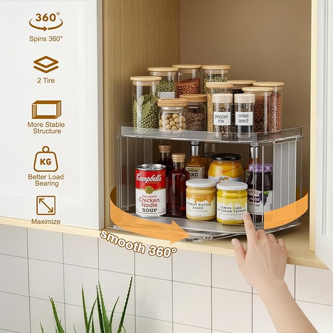 Lazy Susan Organizer for Refrigerator (2 Pack)