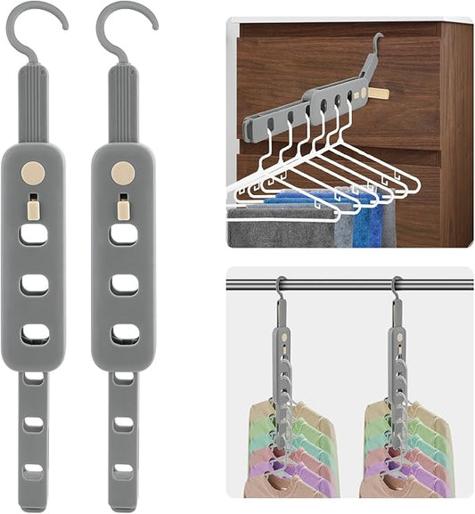 Coopache Folding Clothes Drying Rack Portable for Travel, Space Saving Hangers Plastic for Closet (Grey 2 Pack)