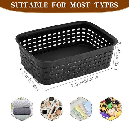 3 Pack Plastic Storage Baskets for Cabinets,Small Plastic Basket,Organizer Bins Storage Baskets for Shelves,Room,Pantries,Countertops(Black)