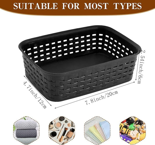 3 Pack Plastic Storage Baskets for Cabinets,Small Plastic Basket,Organizer Bins Storage Baskets for Shelves,Room,Pantries,Countertops(Black)