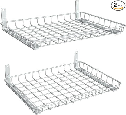 TORACK 2 Pack 12x24 inch Wall-Mounted Shelf, Garage Wall Shelves for Closet & Laundry Room, Heavy-Duty Floating Shelf Hold Up to 60 lbs(White)