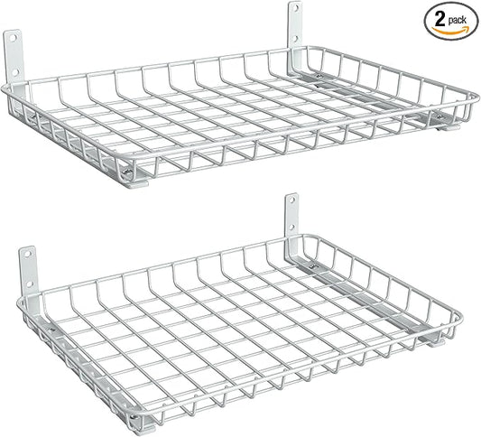 TORACK 2 Pack 12x24 inch Wall-Mounted Shelf, Garage Wall Shelves for Closet & Laundry Room, Heavy-Duty Floating Shelf Hold Up to 60 lbs(White)