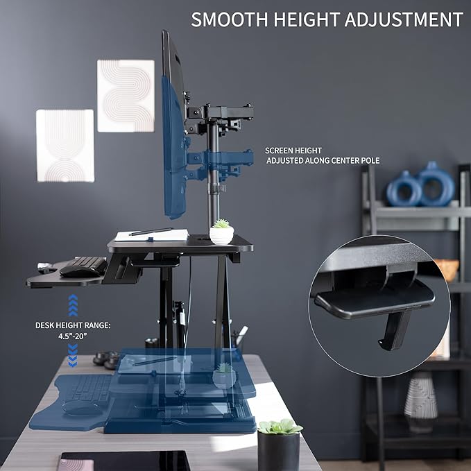 VIVO Height Adjustable 32 inch Standing Desk Converter with Dual 13 to 30 inch Monitor Stand, Sit Stand Monitor Mount and Desk Riser, Black, DESK-V000K-M2
