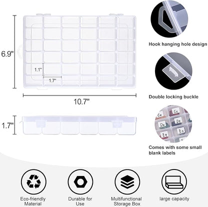 1 Pack 36 Grids Clear Plastic Organizer Box with Adjustable Dividers, Small Craft Organizers and Storage, Compartment Container for Bead, Nail, Jewelry, Art, DIY Crafts, Fishing Tackle, Small Items