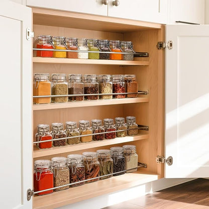 ComSaf 4 oz Glass Jars with Lid, Set of 12 Mini Airtight Glass Jars, Spice Jars, Small Mason Jar, Canning Jar Square with Seal Wire Clip Fastening, Labels & Funnels for Jam, Honey, Kitchen, Wedding