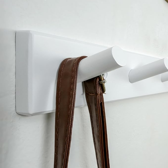 WEBI Coat Rack Wall Mounted,10 Hooks,38" Long Coat Hanger Wall Mount,Peg Rail Hat Hooks for Hanging Caps,Jacket,Clothes,Coats,White,2 Packs