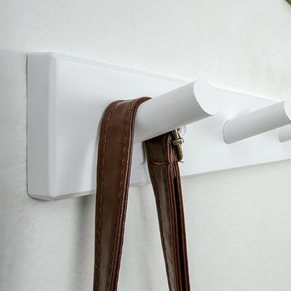 WEBI Coat Rack Wall Mounted,10 Hooks,38" Long Coat Hanger Wall Mount,Peg Rail Hat Hooks for Hanging Caps,Jacket,Clothes,Coats,White,2 Packs
