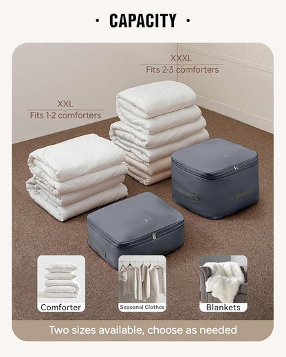 Eachy 3-Pack Comforter Storage Bag Blanket Storage Bags, 136L Compression Storage Bags for Blanket Comforter, Ultra Space Saving Self Compression Organizer