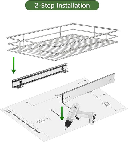 LOVMOR Pull Out Cabinet Organizer 17" W x 21" D, Kitchen Cabinet Pull Out Shelves Slide Out Storage…
