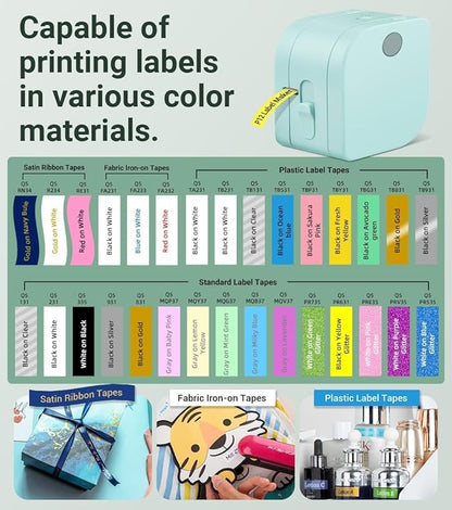 Phomemo Label Maker Machine with 3 Tapes, P12 Small Bluetooth Mini Label Makers with Multiple Templates Ribbon Printer Machine for Kid School Items, Home, Cloth Name Tag, Gift Wrap, Green