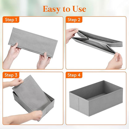 Lifewit Drawer Organizer Clothes for Closet 48 Pack, 3 Sizes Underwear Wardrobe Drawer Dividers, Fabric Foldable Dresser Storage Organizer Bins for Sock/Bra/Lingerie/Undies, Light Gray