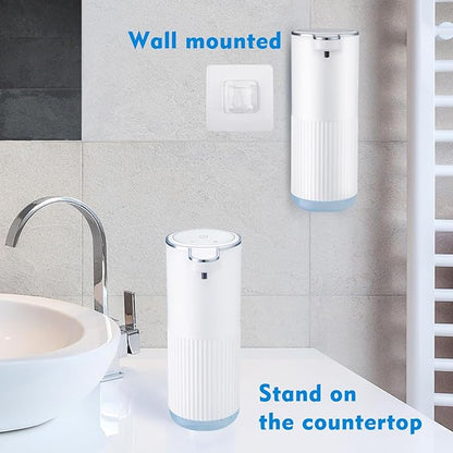 XINKORA 2 Pack Automatic Soap Dispenser Touchless, Rechargeable Foaming Hand Soap Dispenser, 4-Level Adjustable Foam for Bathroom Countertop, Electric (White)