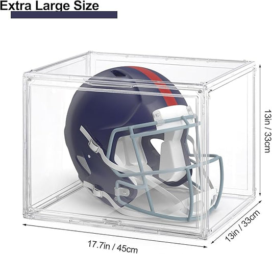 VGLXTRNT 2 Pack XXX-Large Clear Display Case 17.7" x 13" x 13" Extra Large Display Organizer Box with Magnetic Door, Stackable Acrylic Storage Bin for Boots, Shoes, Collectibles, Bags, Figures