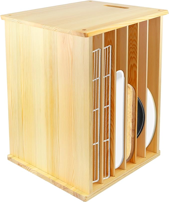 Wooden Tray Dividers for Kitchen Cabinet, 7 Tier Large Size Tray Dividers, 19.69" W x15.74" H x15.19" D, for Cookie Sheets, Baking trays, Cutting Board, Pans, for Organizing Cabinets, 5 Years Warranty