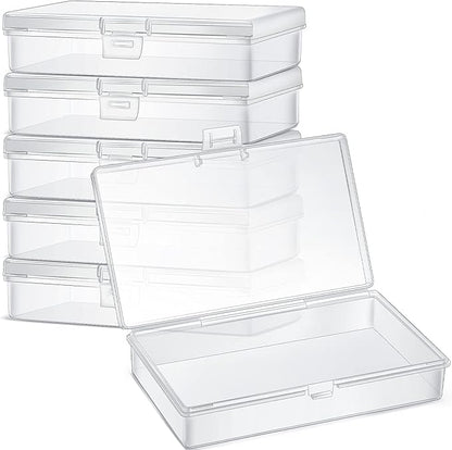 Jetec 6 Pieces Mini Plastic Clear Beads Storage Containers Box for Collecting Small Items, Beads, Jewelry, Business Cards, Game Pieces, Crafts (5.2 x 3 x 1.2 Inch)