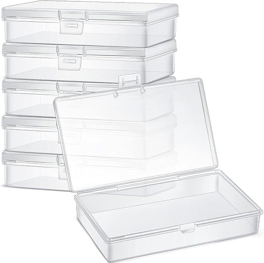Jetec 6 Pieces Mini Plastic Clear Beads Storage Containers Box for Collecting Small Items, Beads, Jewelry, Business Cards, Game Pieces, Crafts (5.2 x 3 x 1.2 Inch)