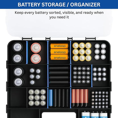 Andalus Tools Organizer Box, Small Parts Storage 34-Compartment Double-Sided Portable Hardware Organizer Removable Plastic Dividers for Screws, Nuts, Bolts, Nails – Blue (2 Pack, 12.5" x 10.5" x 3")
