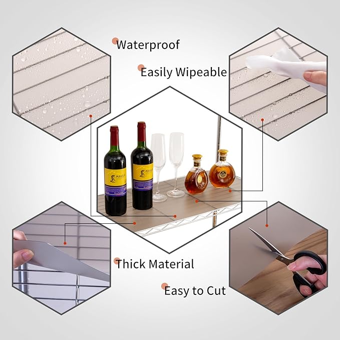Poofzy Wire Shelf Liner 18 x 24, Set of 5 Shelf Liners for Wire Shelving Plastic Non-Adhesive for Pantry, Kitchen Cabinets (Gray)
