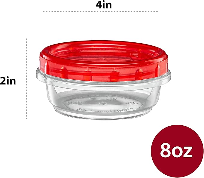 ELEGANT DISPOSABLES (8 Ounce 20 Pack) Twist cap Containers Clear Bottom With Red Top Screw on Lids Twist Top Food Storage Freezer Containers