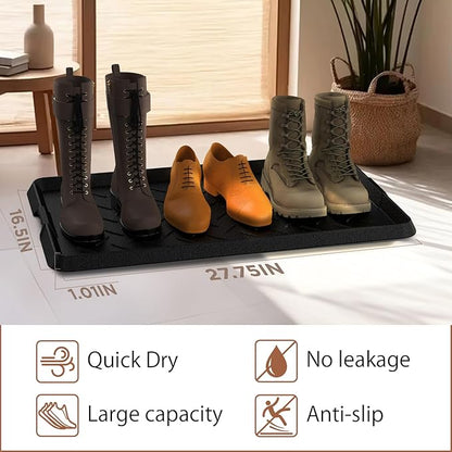 Heavy Duty Boot Trays Natural Rubber Shoe Mat Tray for Entryway with Shoes Brush Large Boot mat Tray Multi-Purpose for Indoor or Outdoor