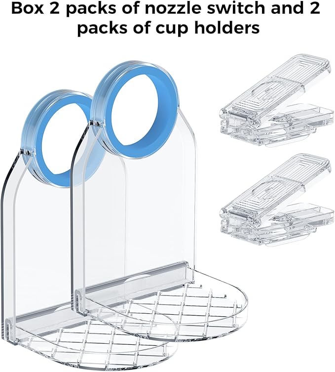 Clear Laundry Detergent Dispenser Cup Holder & Nozzle Force-Saving Switch, Drip Catcher, Soap Dispenser, laundry room organization decor (Clear 2 Pack)