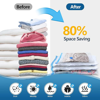 HOTBAG Large Vacuum Storage Bags with Electric Pump 25Pack(5 Jumbo/5 Large/5 Medium/5 Small/5 Roll) Vacuum Seal Bags For Clothing Travel Packing,Blanket,Duvets,Pillows,Comforters