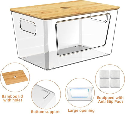 3 Packs Trash Bag Holder,Stackable Trash Bags Dispenser with Bamboo Lid,Extra Large Garbage Bag Holder for Kitchen, Laundry Room,Under Sink Storage Organization