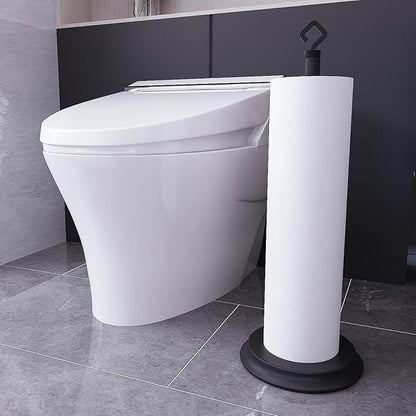 Toilet Paper Holder for Bathroom, Metal Free Standing Toilet Paper Storage with Rustproof, Tissue Paper Roll Stand for Bathroom Accessories (Black)