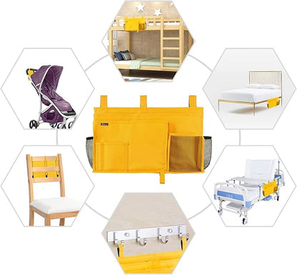 Surblue Caddy Hanging Organizer Bedside Storage Bag for Bunk and Hospital Beds, Yellow, L