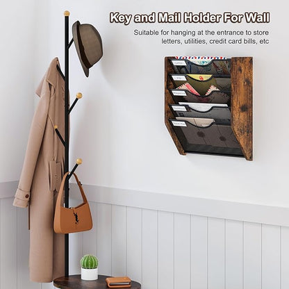Wall File Organizer,5 Tier Mesh Mail Organizer Wall Mounted,Hanging File Holder,Magazine Rack for Documents,Magazine,Literature,File,Mails,Envelopes