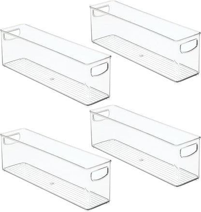 iDesign Small Stackable Storage Bins with Handles for Pantry or Fridge, Set of 4, Clear, Made in USA
