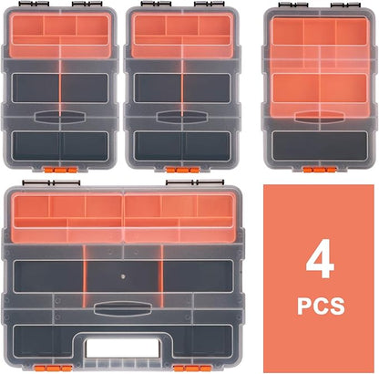 CASOMAN Hardware & Parts Organizers, 4 Piece Set Toolbox, Compartment Small Parts Organizer, Versatile and Durable Storage Tool Box