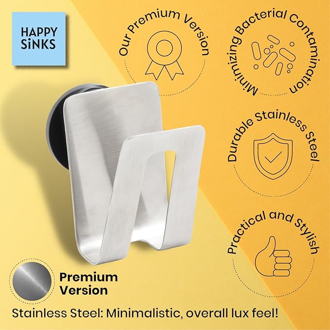 HAPPY SINKS Magnetic Sponge Holder - Kitchen Sink Organizer - Ideal for Kitchen Organization & Accessories - Sink Sponge Holder (Stainless Steel)