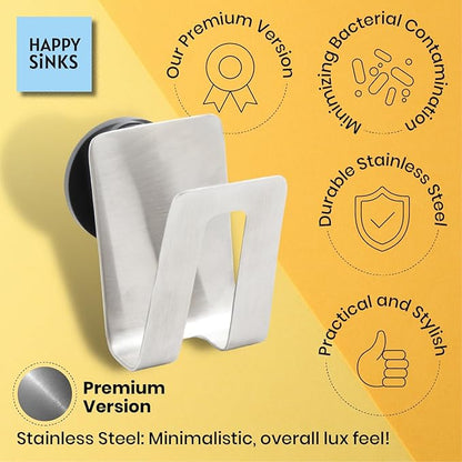 HAPPY SINKS Magnetic Sponge Holder - Kitchen Sink Organizer - Ideal for Kitchen Organization & Accessories - Sink Sponge Holder (Stainless Steel)