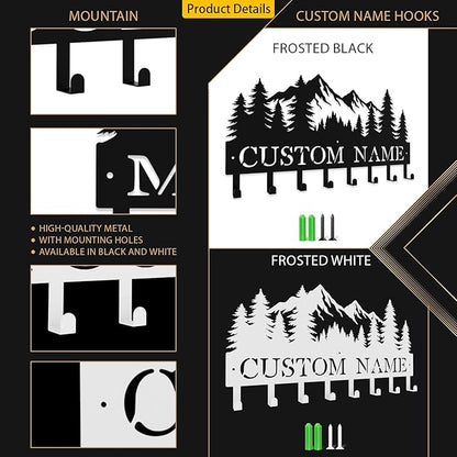 Custom Metal Key Rack Hooks, Personalized Key Holder for Wall, Forest, Mountain Theme Wall Decoration Hooks, Key Hanger Organizer for Living Room, Entryway, Bathroom, Kitchen Decor