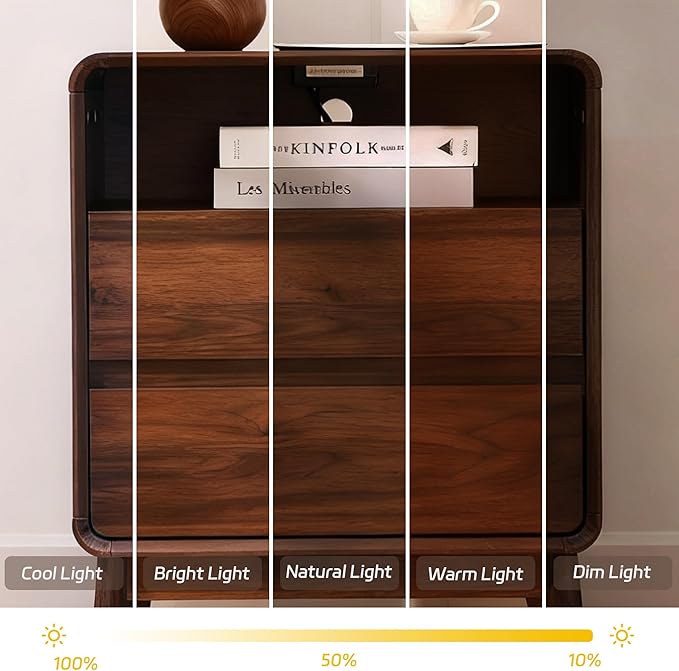 GlowVitaHome Nightstand, Wood Bedside Table with 2 Drawers and Open Storage Shelf, Accent End Table with Solid Wood Legs for Bedroom,Walnut