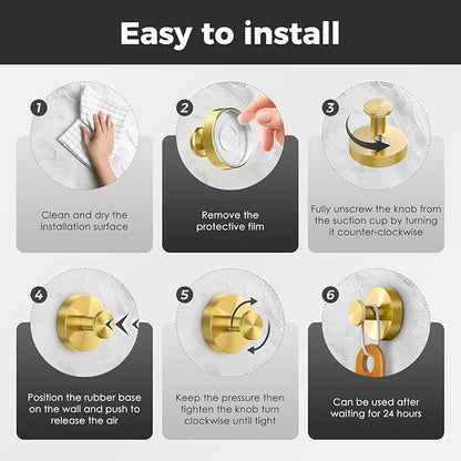 WingWider Shower Hooks for Inside Shower,Suction Cup Hooks for Glass Window,Removable Towel Hooks for Bathrooms,4 Packs(Gold)