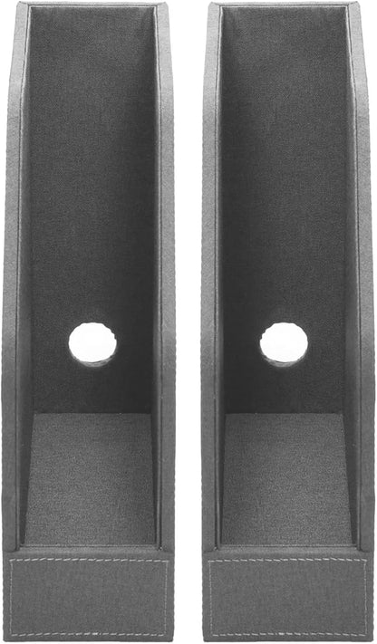 MobileVision Executive Grey Cloth Fabric Vertical File Holders - 2 Piece Combo