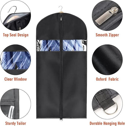 Univivi Hanging Garment Bags Suit Bag for Storage and Travel 40/50 inch,(Set of 6), Washable Suit Cover for T-Shirt, Jacket, Suits, Dresses, Coats, [Upgraded Version]