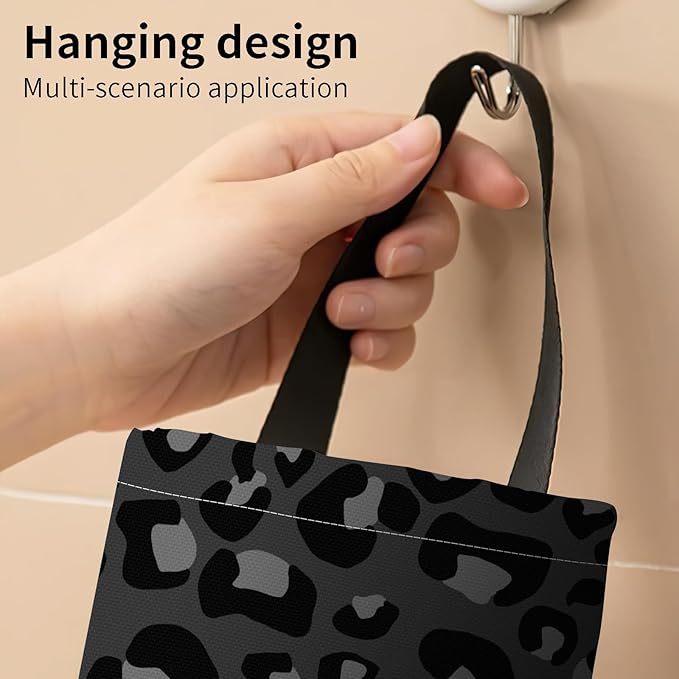 Plastic Bag Holder, Wall Mount Grocery Bag Organizer, Funny Hanging Storage Dispenser for Home Kitchen Luxuious Black Leopard