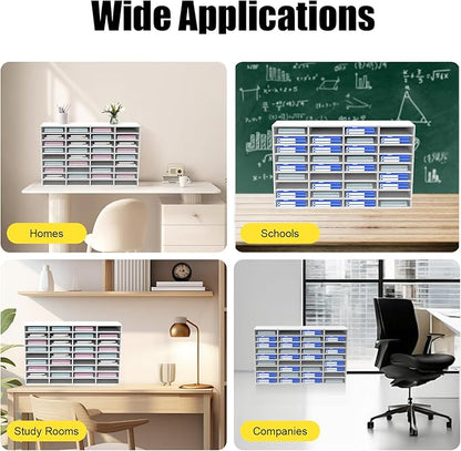 Literature Organizer Sorter,Desktop File Sorter Mail Center Magazine Paper Storage PVC Board File Holder Mailbox Student Classroom Keepers for Home&Office (White, 36 Slots)
